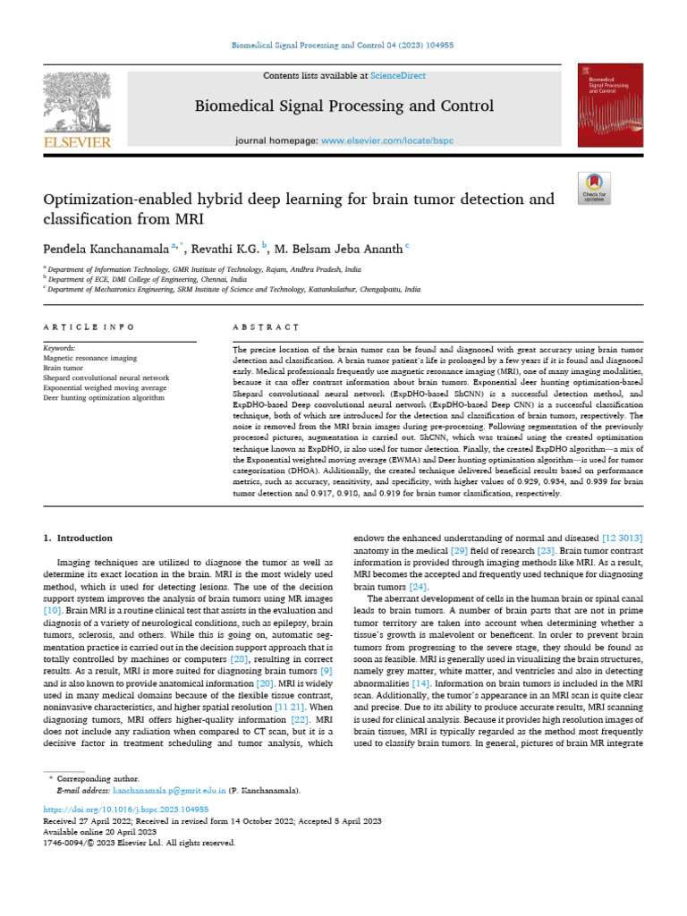 Hybrid Deep Learning for MRI Tumor Detection | PDF | Magnetic Resonance ...