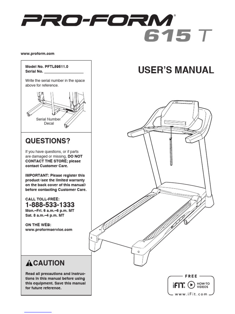 ProForm 615 Treadmill User Manual | PDF | Manufactured Goods | Electricity