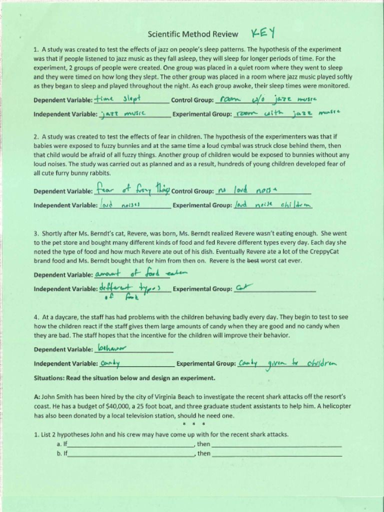 Scientific method review key pdf