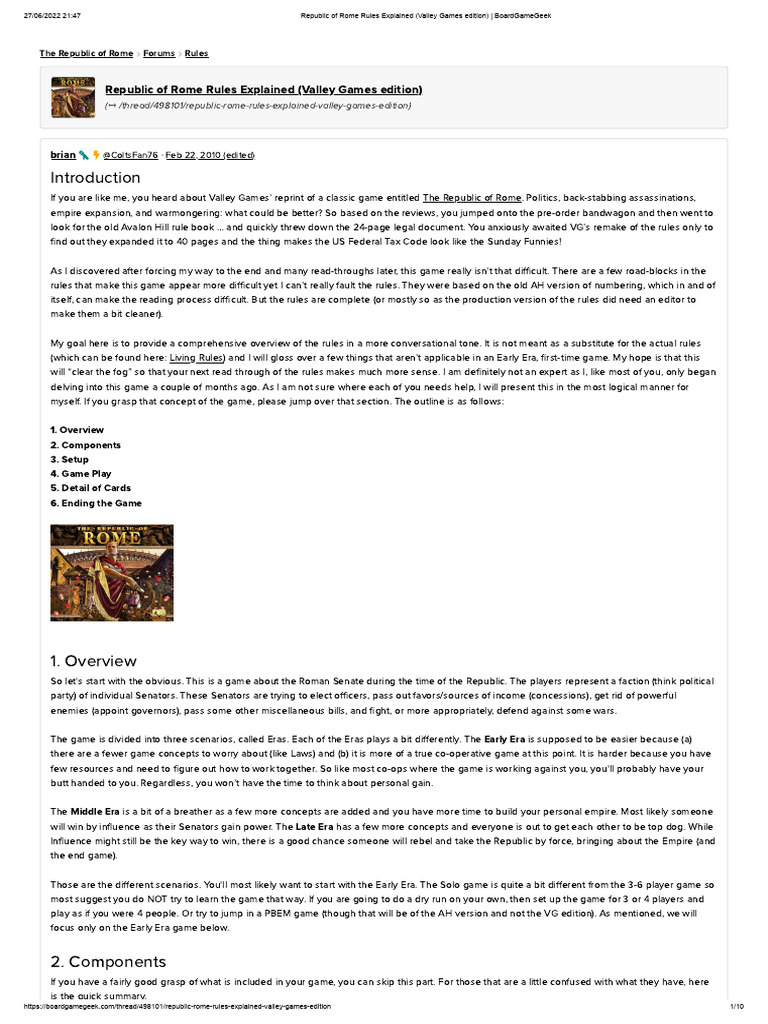 Republic of Rome Rules Overview | PDF | Punic Wars | Naval Warfare
