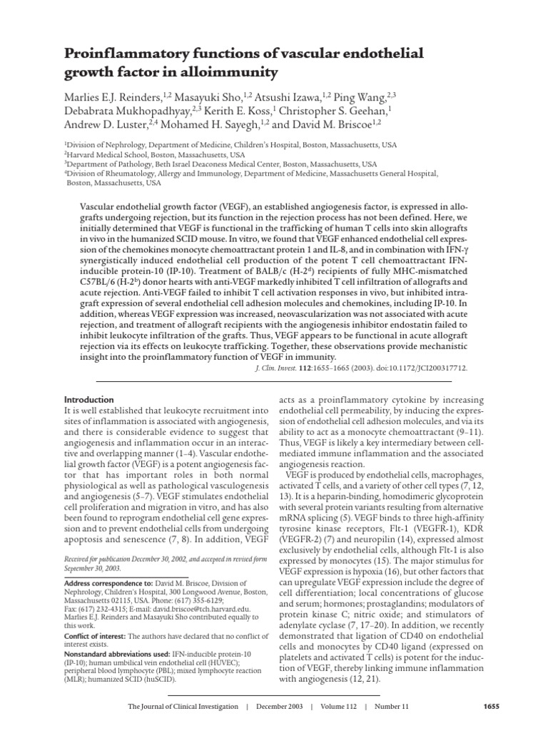 Proinflammatory Functions of Vascular Endothelial Growth Factor in ...