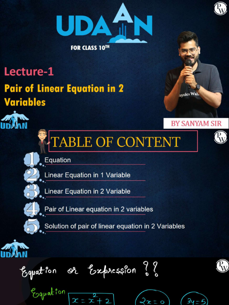Pair of Linear Equations in 2 variables 01 _ Class Notes | PDF