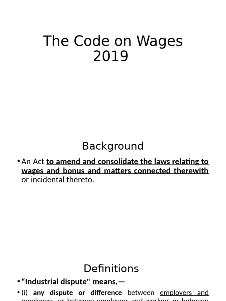 Code on Wages 2019 Overview | PDF | Cost Of Living | Employment