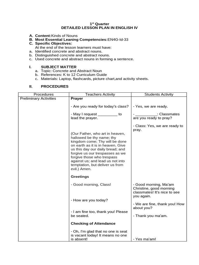 Final Lesson Plan Demo Teaching Application | PDF | Lord's Prayer | Senses