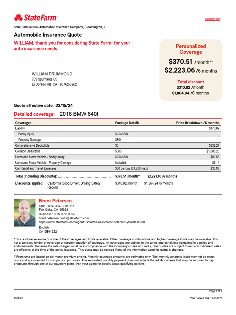WD - Auto - StateFarm25-50-0deduct - 0224 Compressed | PDF | Vehicle ...