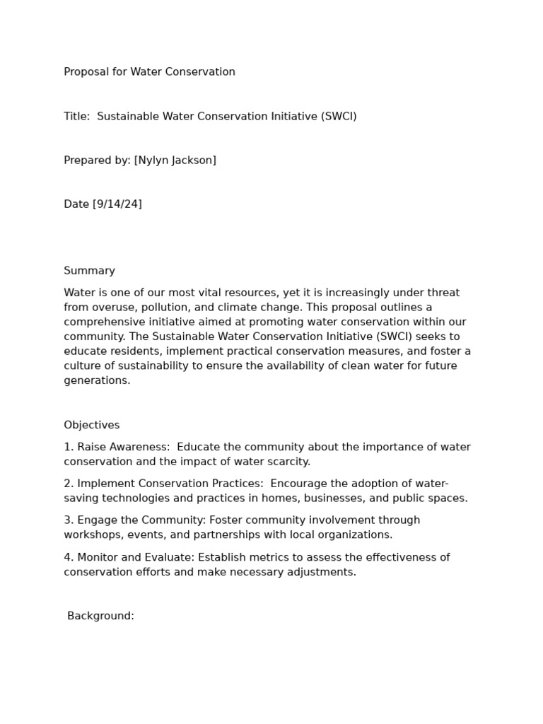 Water Conservation Initative | PDF | Water Conservation | Sustainability