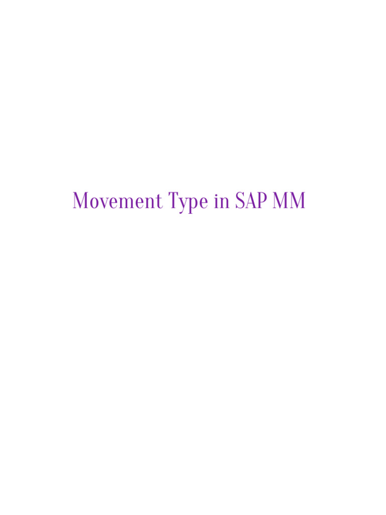 Movement Type in SAP MM | PDF