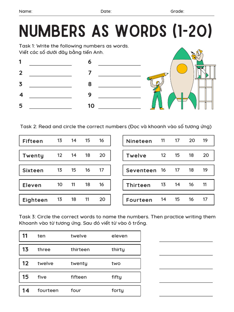 Numbers As Words Math Worksheet | PDF