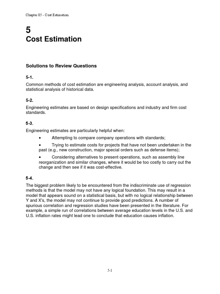 Cost Estimation Methods and Analysis | PDF | Regression Analysis ...