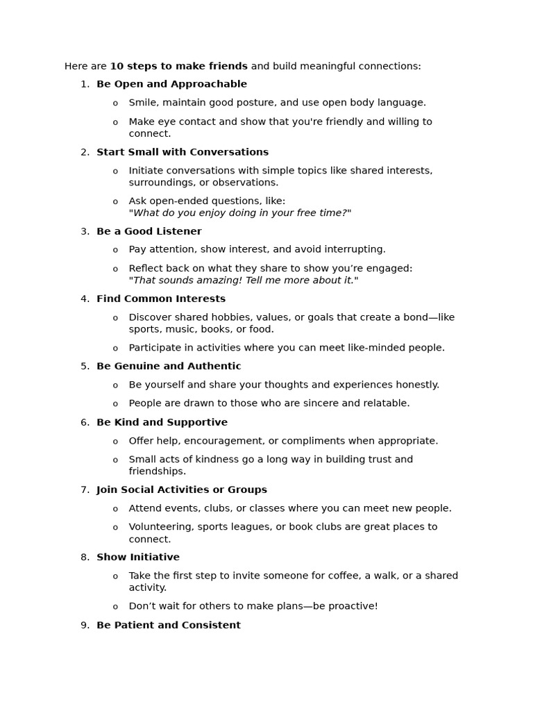 Here Are 10 Steps To Make Friends | PDF