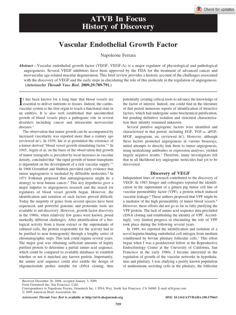 History of Vascular Endothelial Growth Factor | PDF | Vascular ...