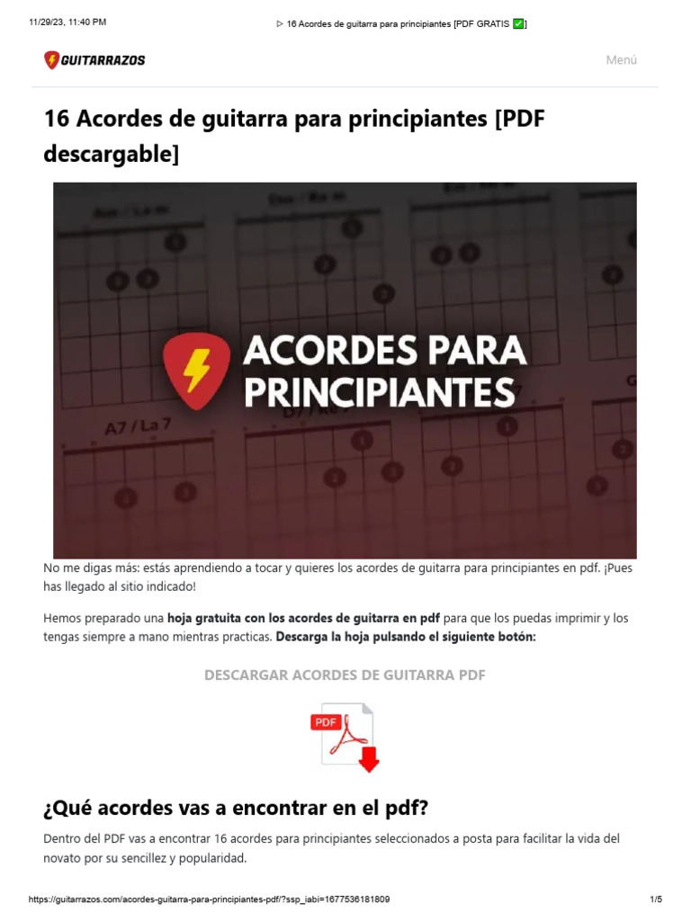16 Acordes de Guitarra para Principiantes | PDF | Acorde (Música ...