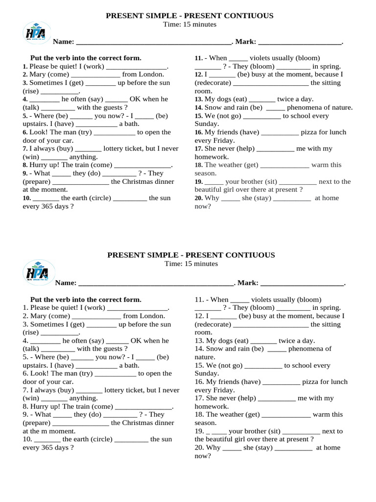 Present Simple and Continuous 3 | PDF