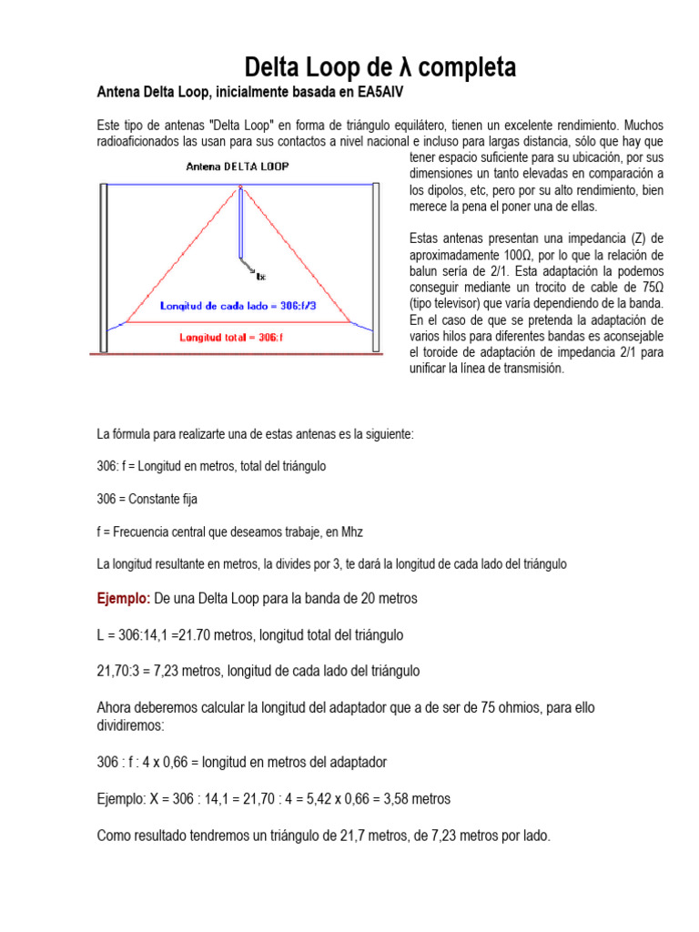 Antena Delta Loop: Diseño y Cálculo | PDF | Antena (Radio) | Cable coaxial