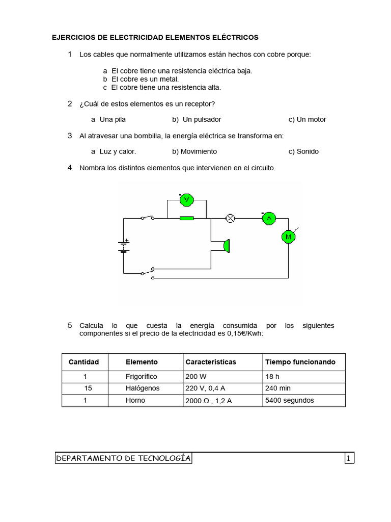 UD1 - Ejercicios de Electricidad (I) | PDF | Resistencia Eléctrica y ...