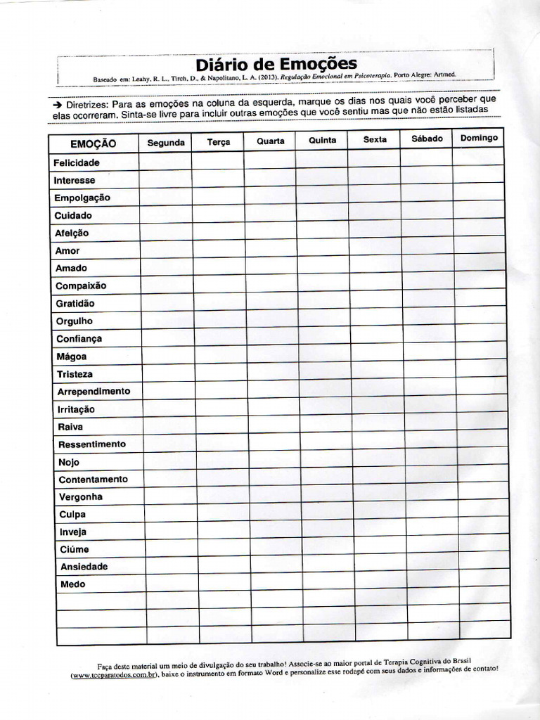 Diario Da Emoções | PDF