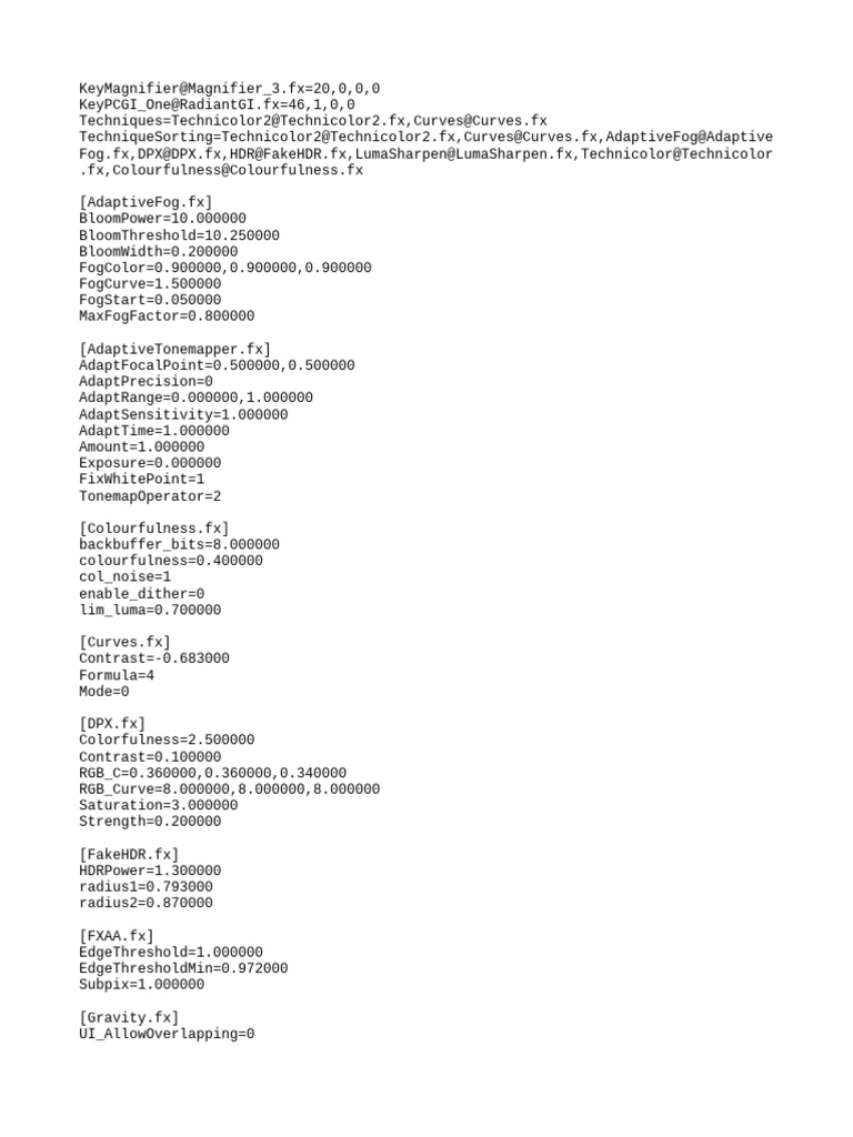 Visual Effects Configuration File | PDF