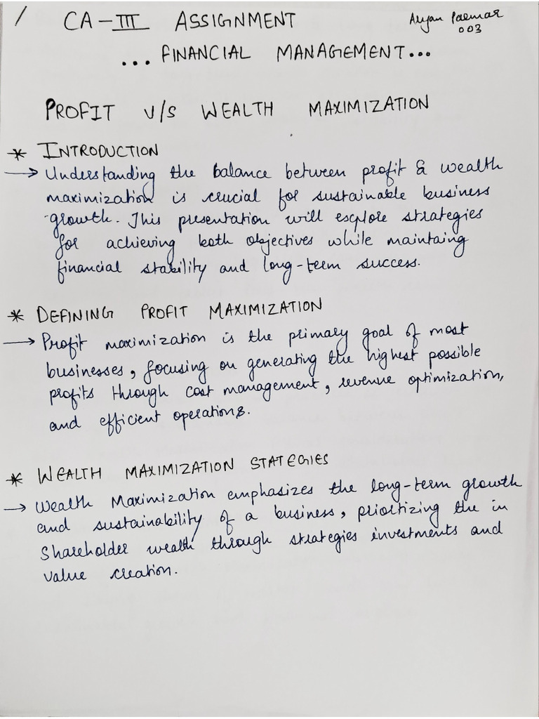 Ca 3 Financial Management | PDF