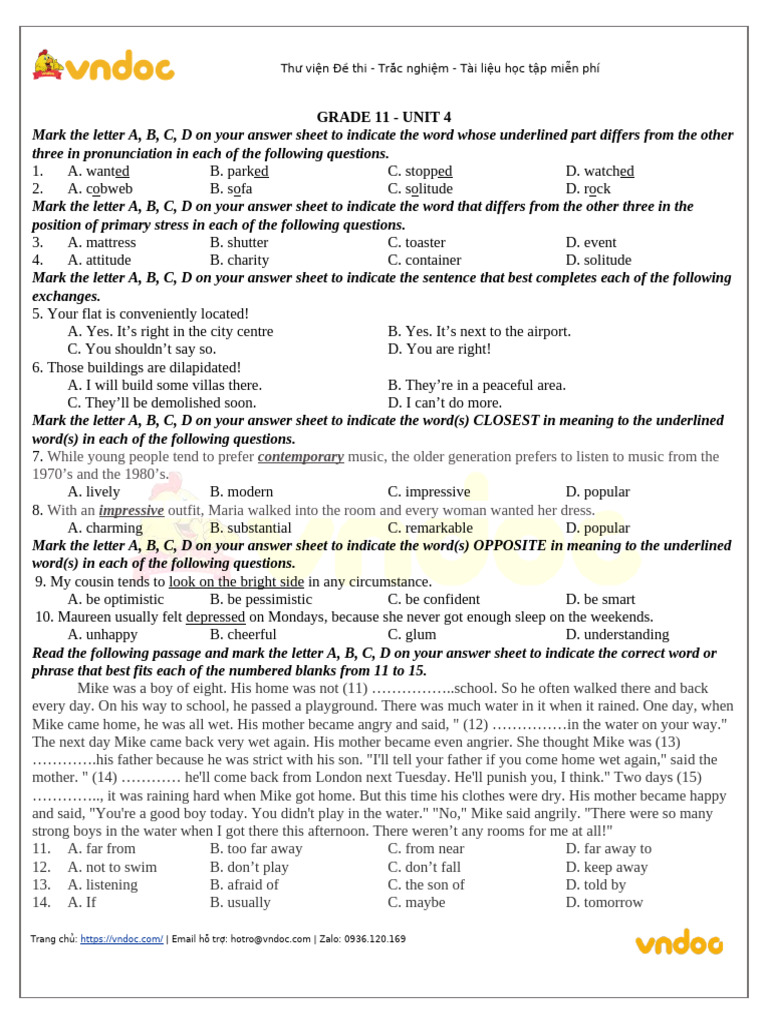 Grade 11 English Practice Test | PDF