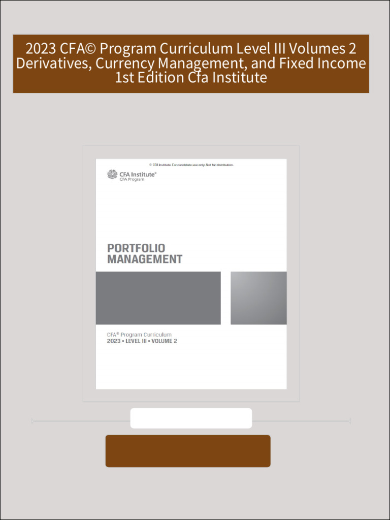 PDF 2023 CFA© Program Curriculum Level III Volumes 2