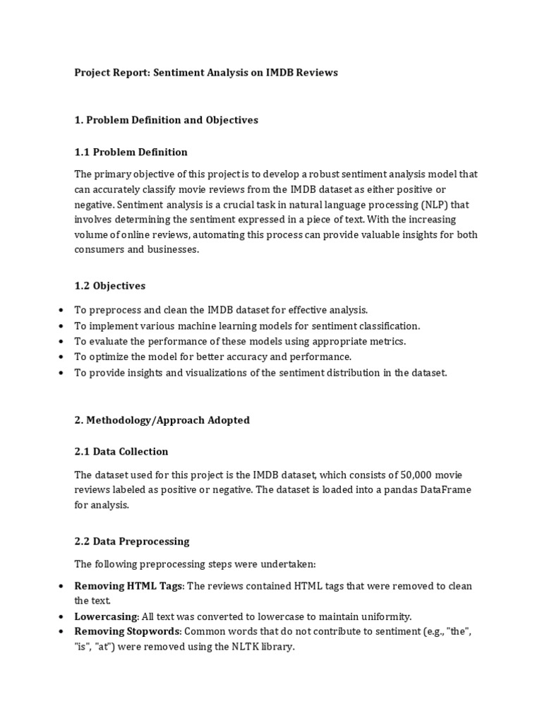 IMDB Reviews Sentiment Analysis Report | PDF | Support Vector Machine ...