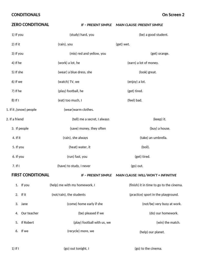 Zero and 1st Conditional | PDF