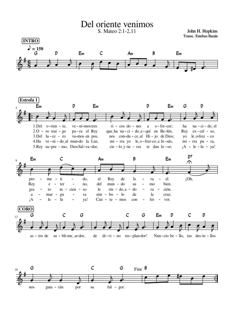 Del Oriente Venimos - Letra e Música | PDF