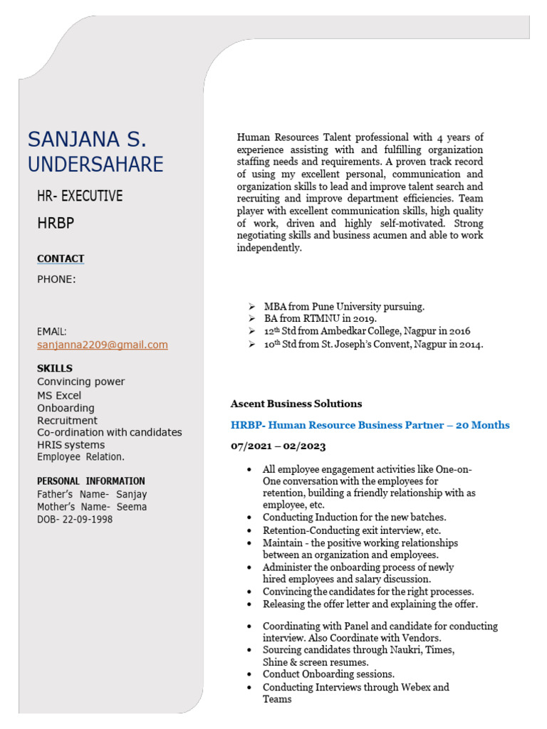 Ascent Business Solutions HR Profile | PDF | Workplace | Leadership
