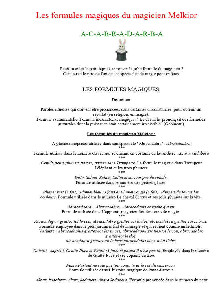 Formules magiques de Melkior | PDF | Occulte | Surnaturel
