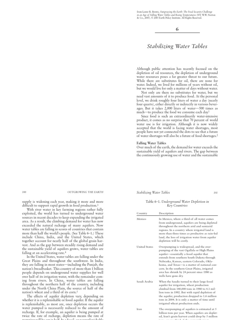 Stabilizing Water Tables: in An Age of Falling Water Tables and Rising ...