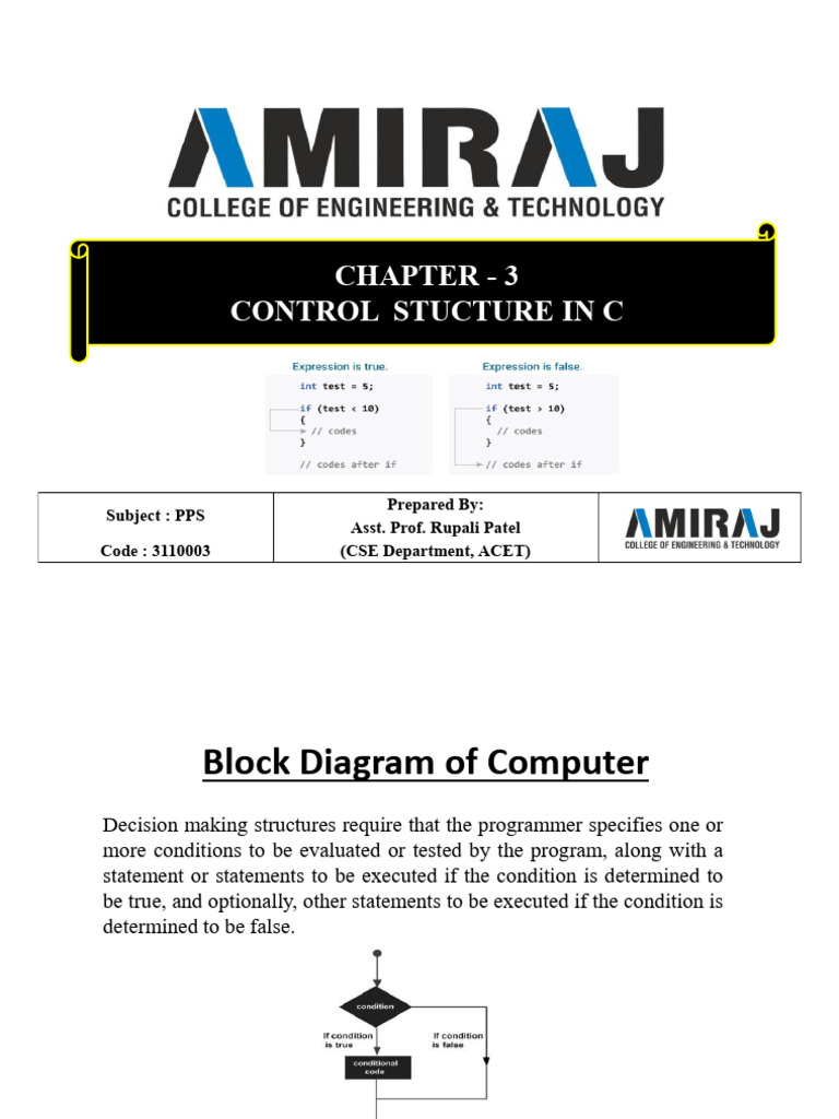Chapter 3 Control Structure in C | PDF | Control Flow | Computer Science
