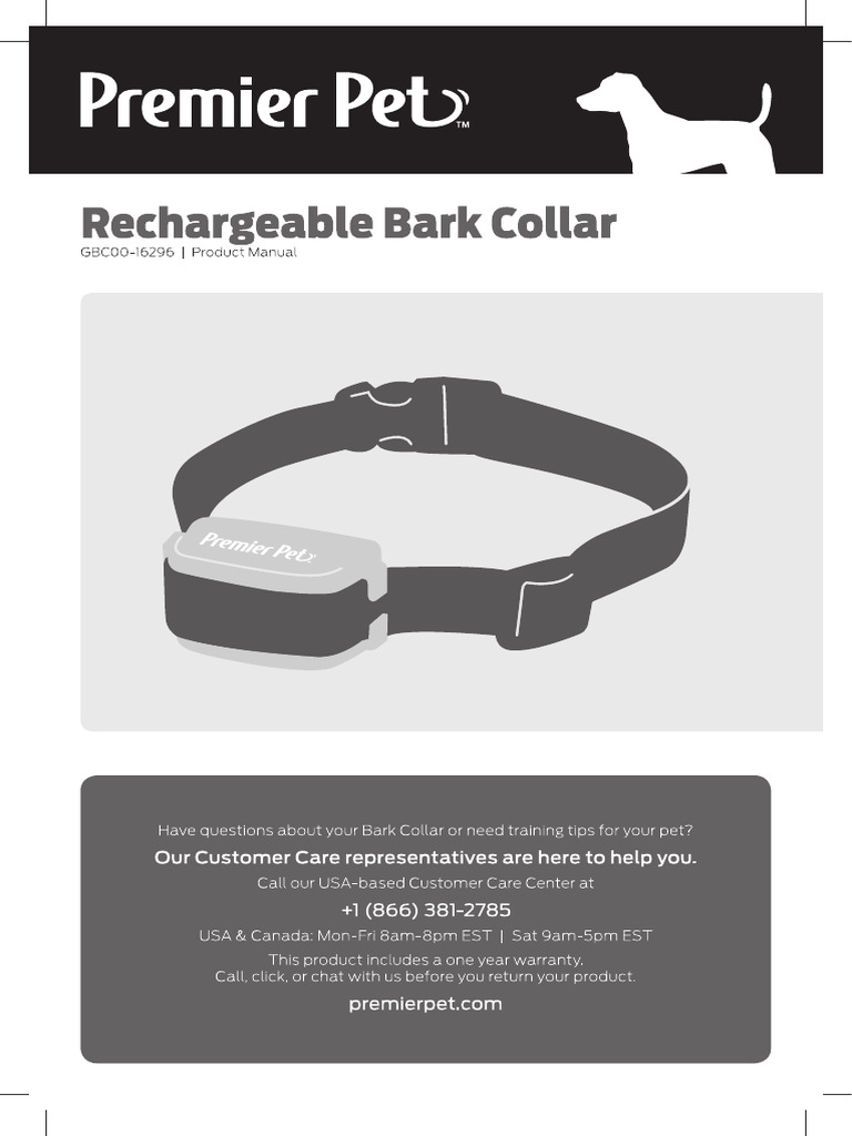 400-2174 Premier Pet Rechargeable Bark Collar | PDF