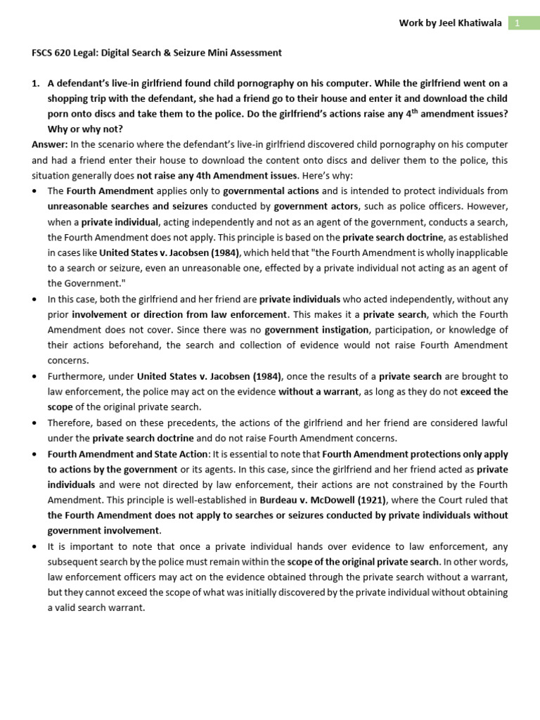 Fourth Amendment Issues in Digital Searches | PDF | Search And Seizure ...
