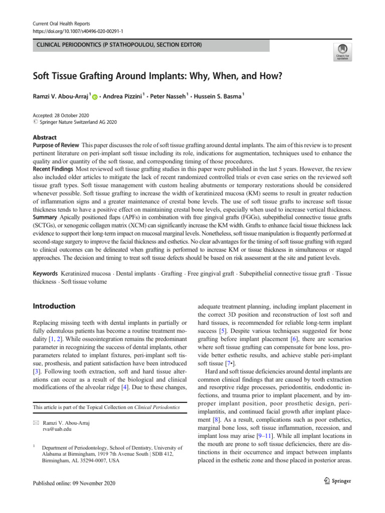 Soft Tissue Grafting Around Implants: Why, When, and How? | PDF ...
