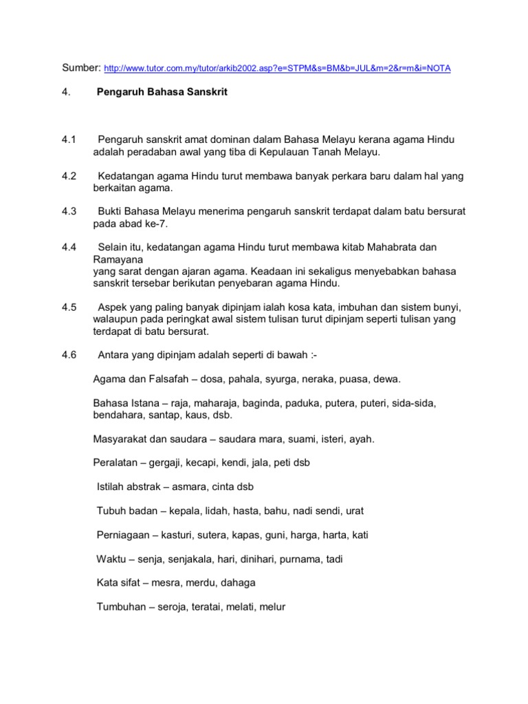 Pengaruh Bahasa Sanskrit Pdf