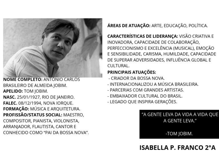 Tom Jobim: Pai da Bossa Nova e Legado Cultural | PDF