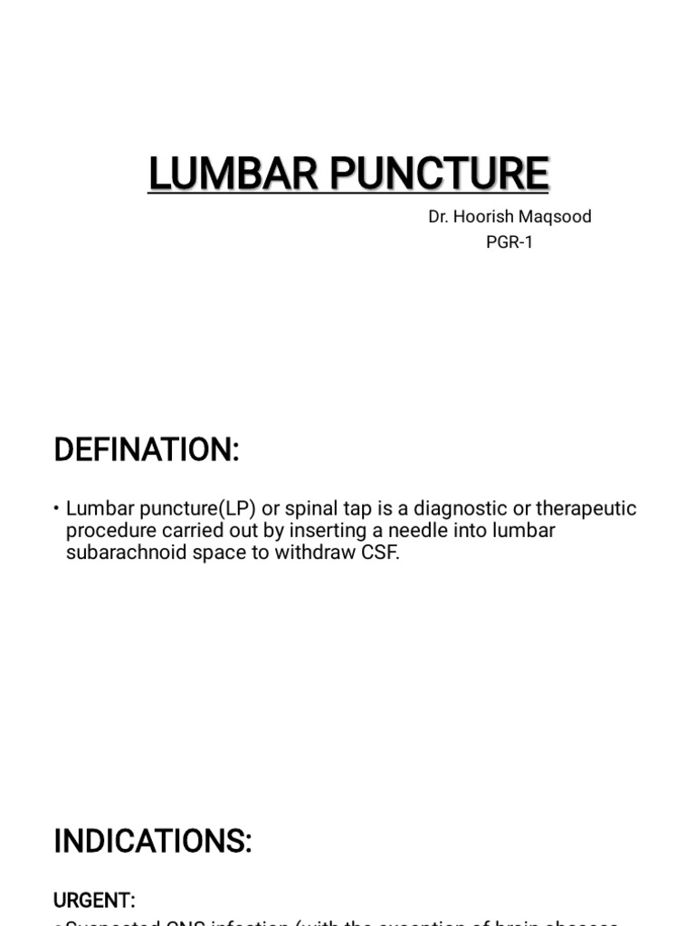 Lumbar Puncture Procedure Guide | PDF