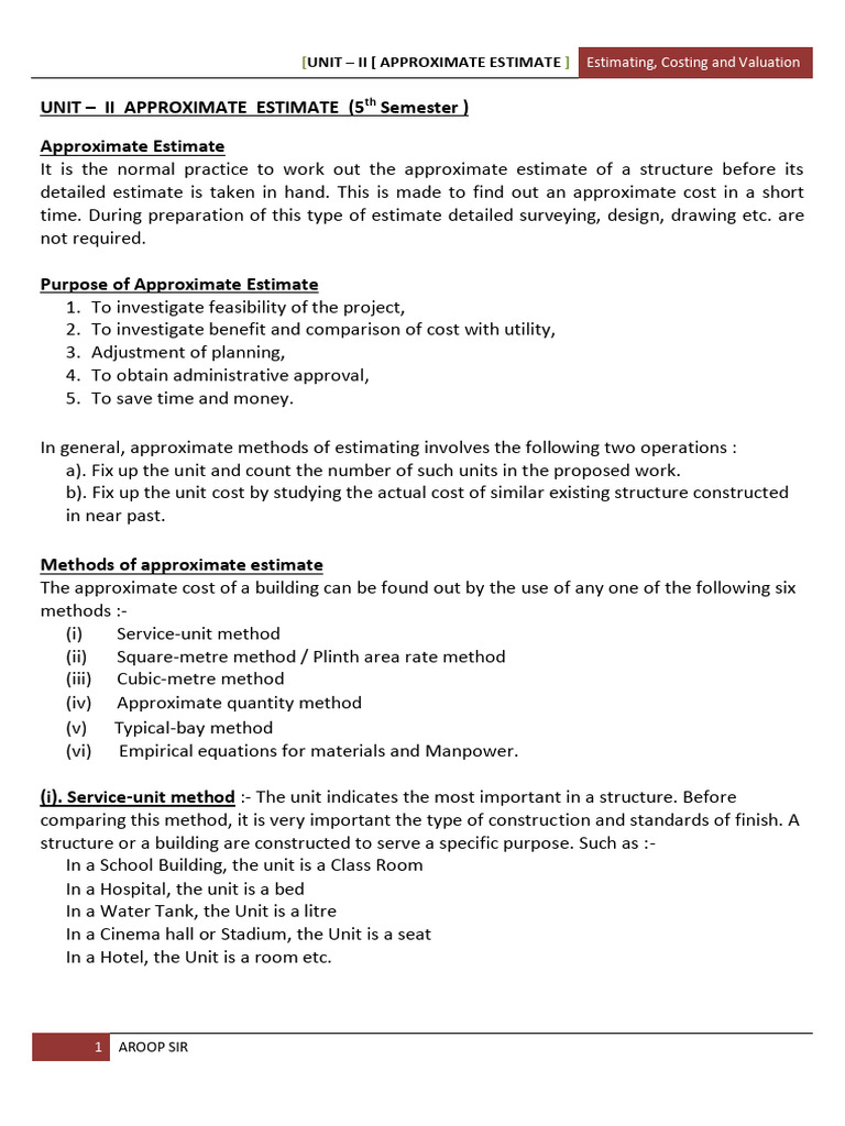 Overview of Approximate Estimating Methods | PDF | Stairs | Room