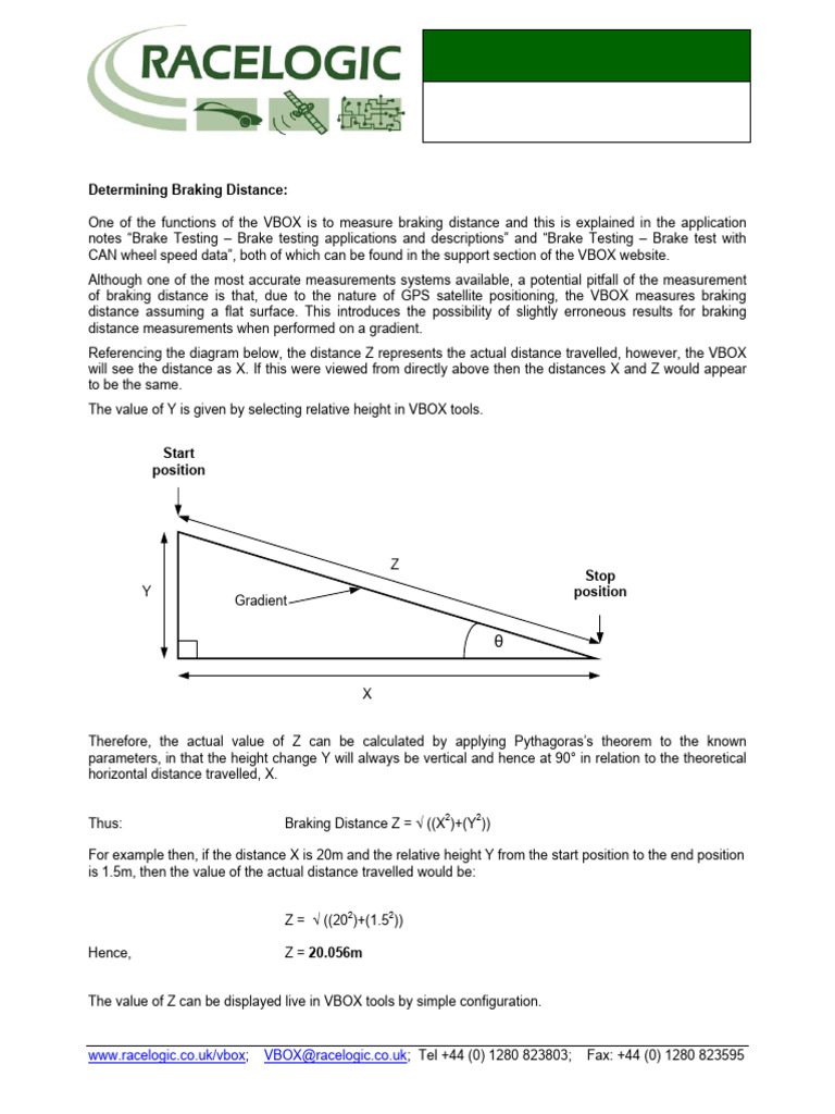 Gradient Braking Distance | PDF | Angle | Gradient