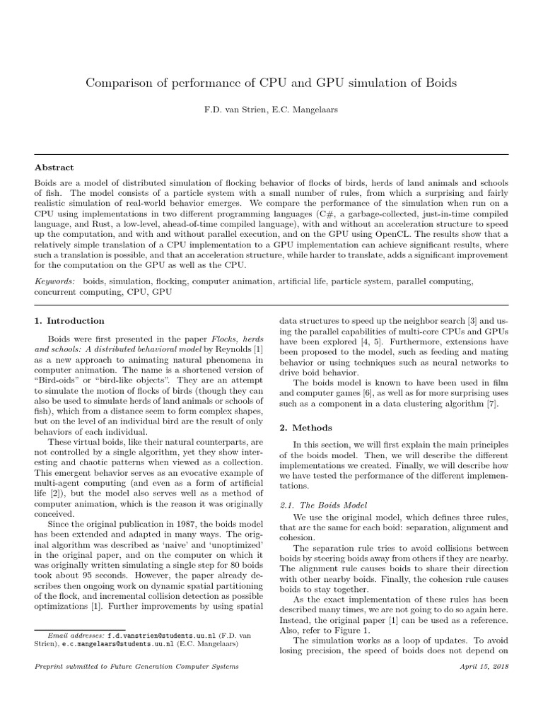 Boids Simulation: CPU vs GPU Performance | PDF | Graphics Processing ...