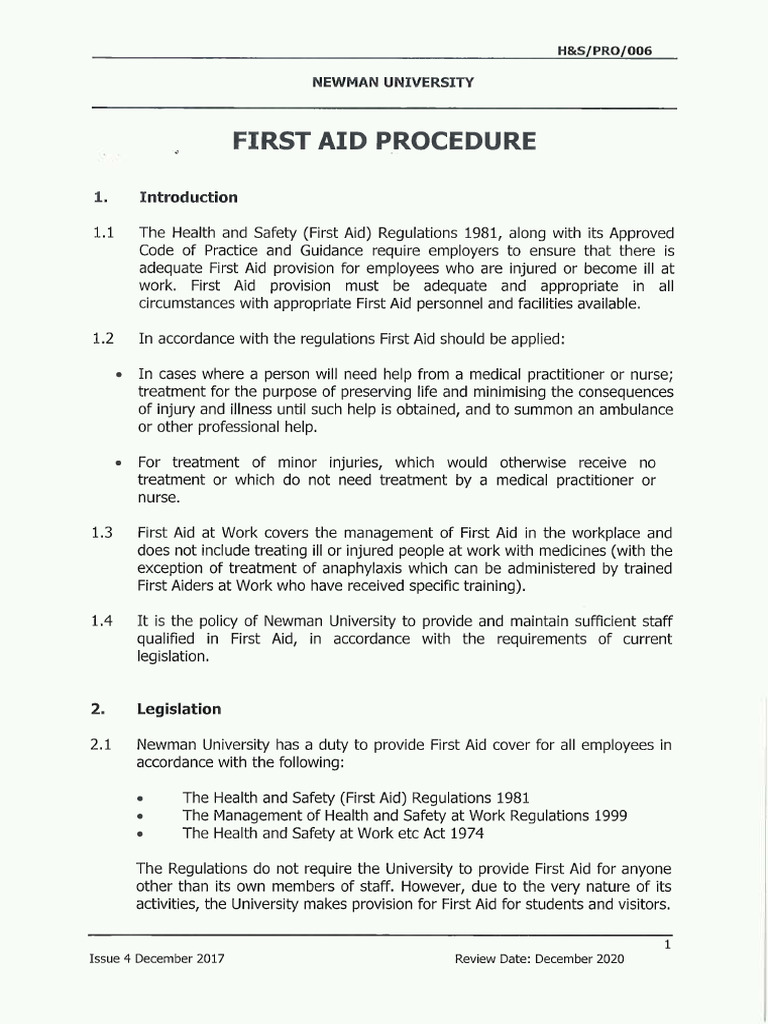 Copy First Aid Procedure | PDF | First Aid | Safety