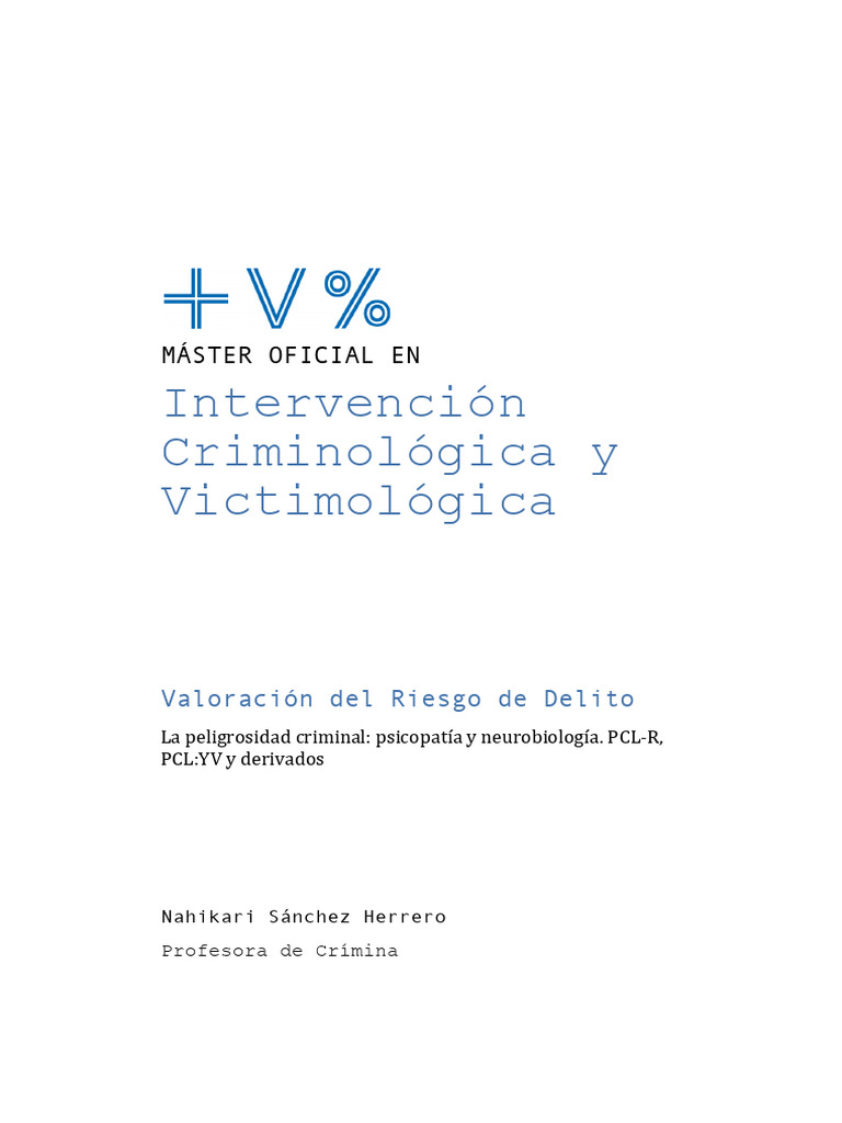Tema 4. Psicopatía. PCL-R | PDF | Sicología | Ciencias del comportamiento