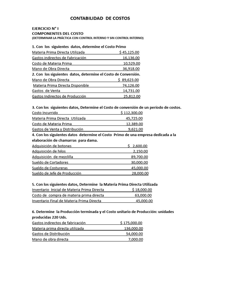 Ejercicios de Contabilidad de Costos | PDF | Business | Economias