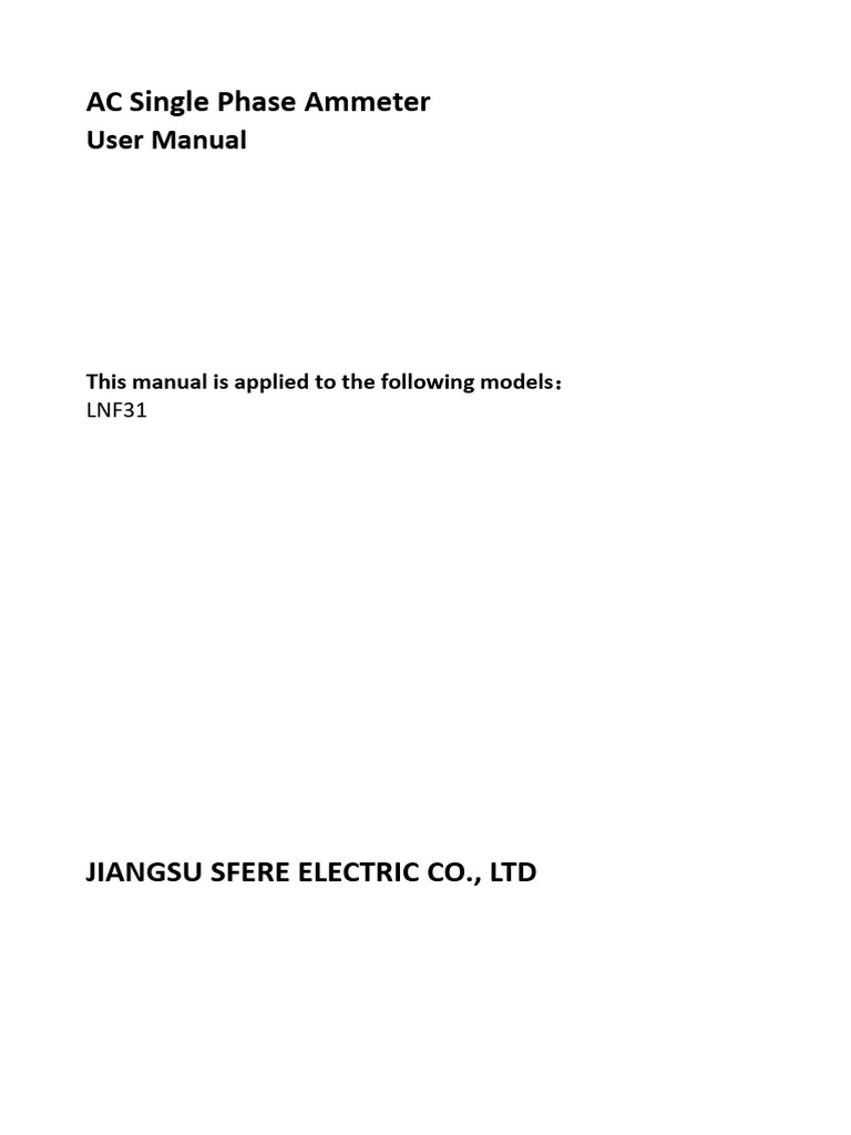AC Single Phase Ammeter Manual | PDF | Power Supply | Alternating Current