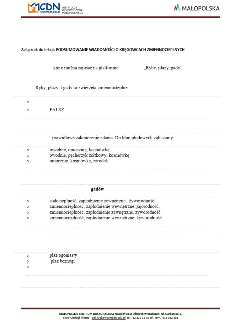 Ryby I PłazyTest | PDF