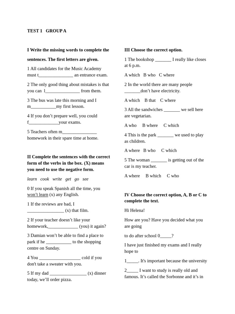 Test 1 Group A | PDF | Linguistic Morphology | Language Mechanics