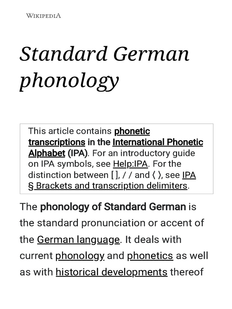 Standard German Phonology Overview | PDF | Consonant | Vowel