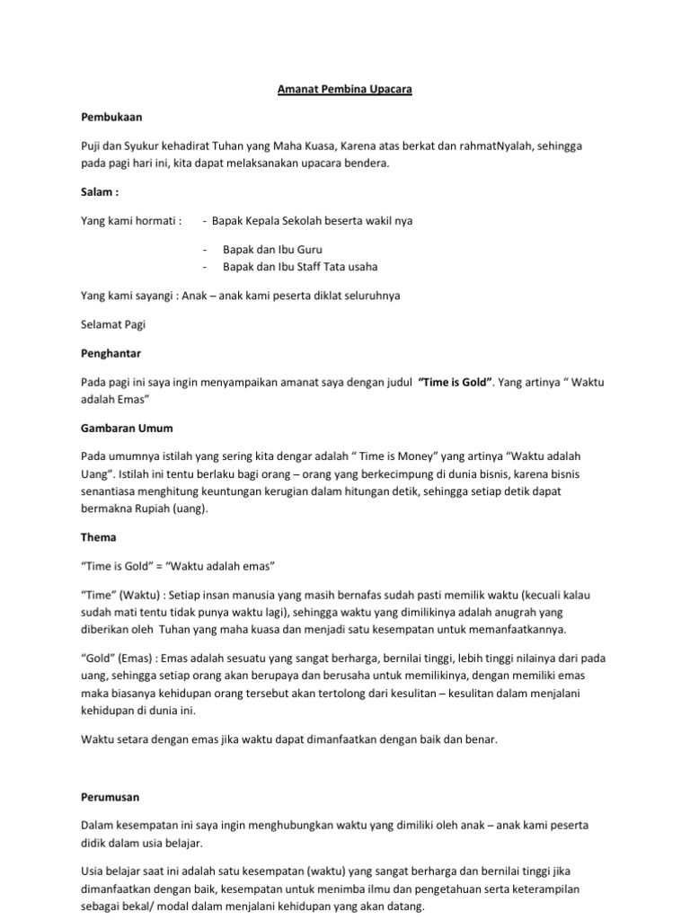 Pidato Pembina Upacara Smp Free Books