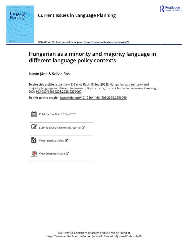 Hungarian Language Policy Overview | PDF | Hungary | Dialect