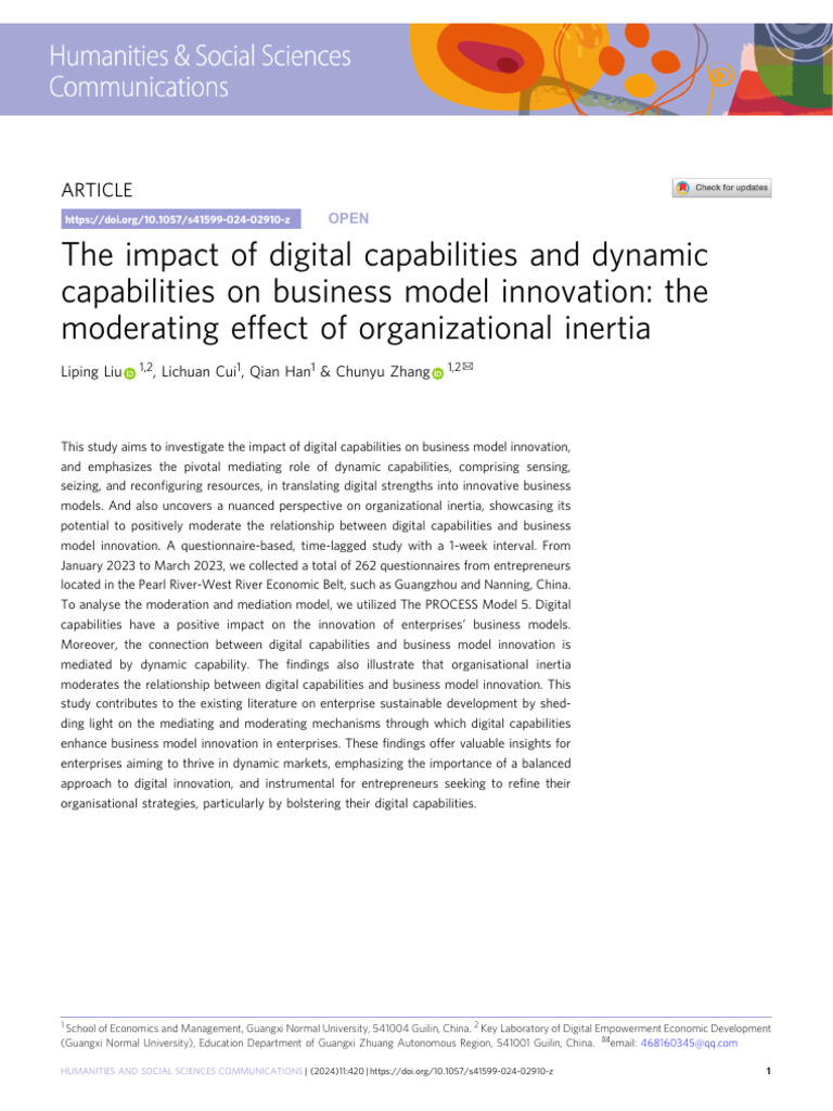 Digital Capabilities & Business Model Innovation | PDF | Factor ...